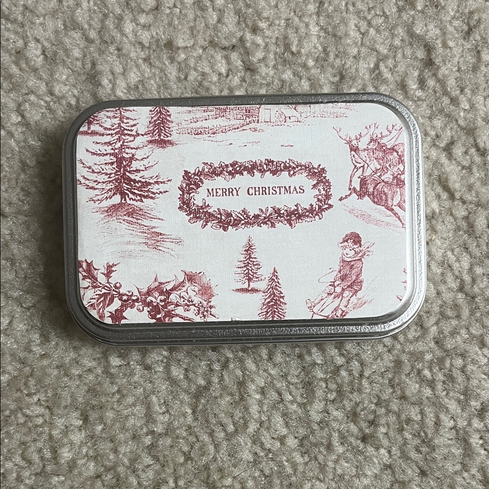 Merry Christmas Holiday Tin - Red and White